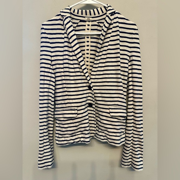 J. Crew Navy and Cream Striped Knit Blazer XS - Picture 1 of 5